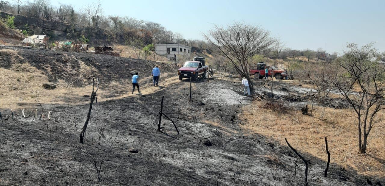 Pobladores sofocan incendios forestales en la Mixteca