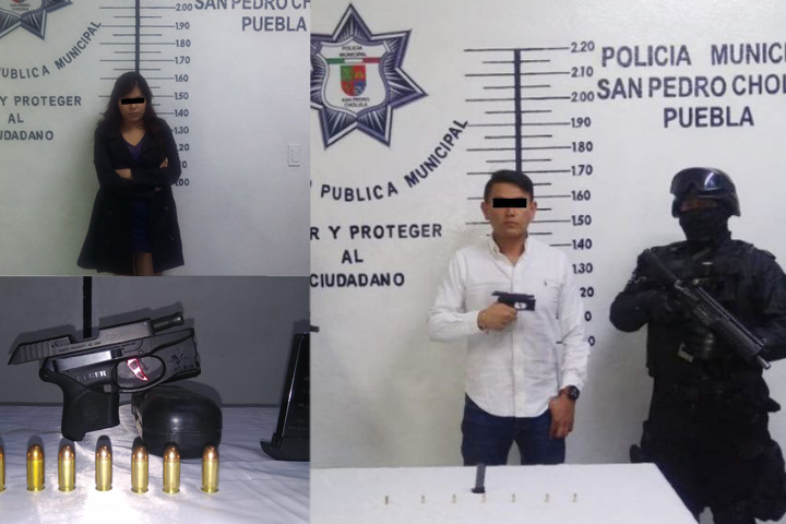 Frustra policía de San Pedro Cholula evasión de pareja con arma de fuego