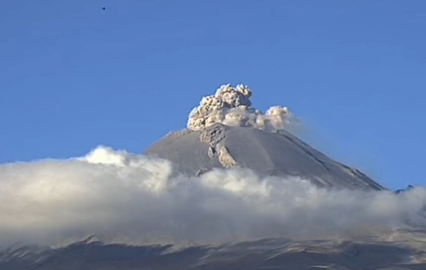 VIDEO Lanza el Popo fumarola la mañana de este sábado