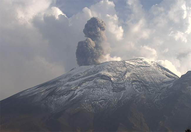 Cenapred registra 120 exhalaciones y 182 minutos de tremor del Popocatépetl