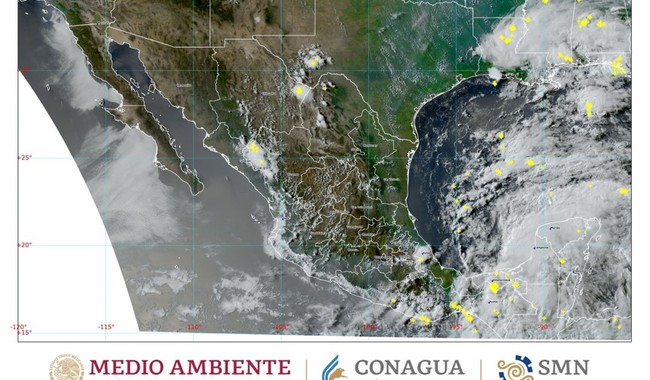 Se prevén lluvias en la Península de Yucatán, oriente y sureste de México