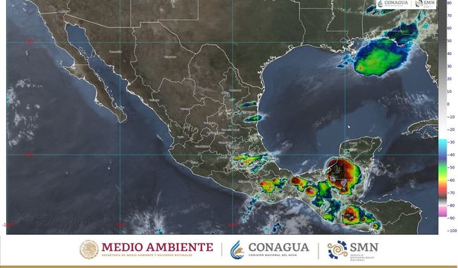 Lluvias intensas en regiones de Campeche, Chiapas, Oaxaca y Tabasco