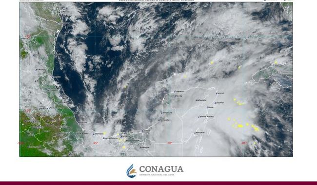 Habrá lluvias puntuales torrenciales en la península de Yucatán y en el sureste de México