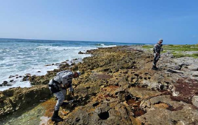 Abandonan paquete de cocaína entre el sargazo de Tulum