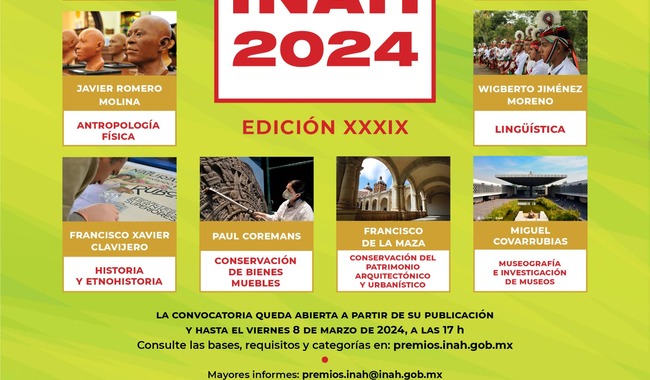 Ya está abierta la convocatoria de los Premios INAH 2024