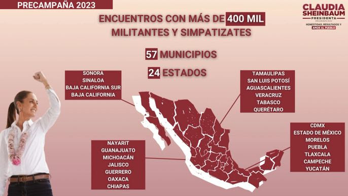Sheinbaum en su precampaña se reunió con más de 400 mil mexicanos