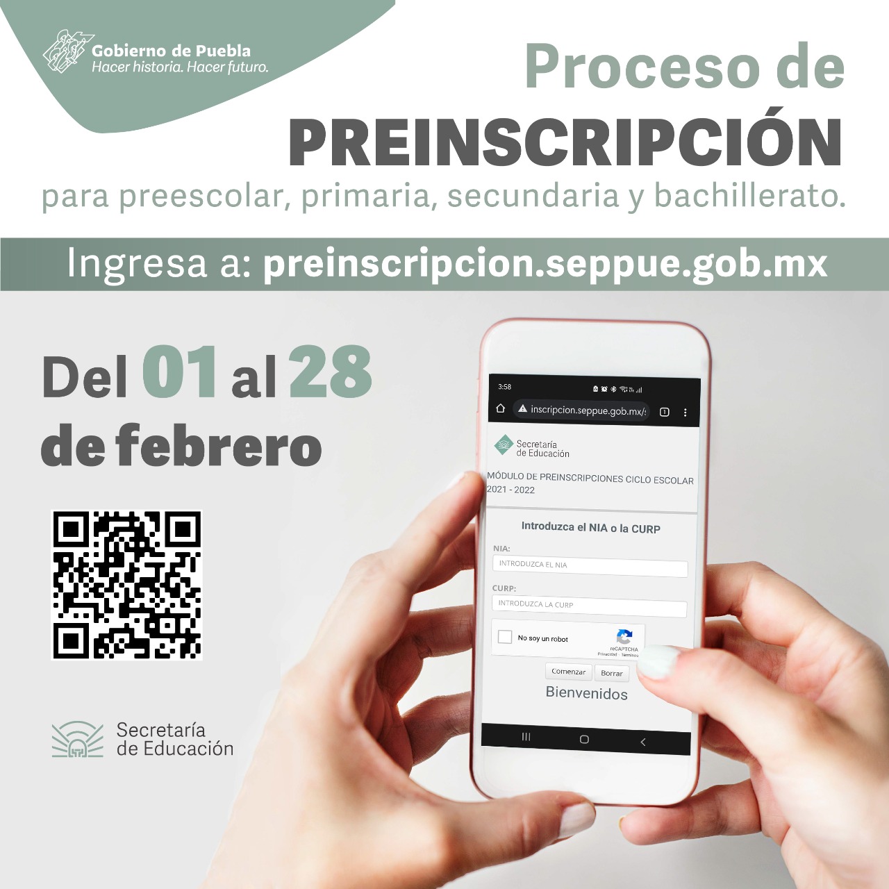 Inicia proceso de preinscripción a nivel básico y medio superior en Puebla: SEP