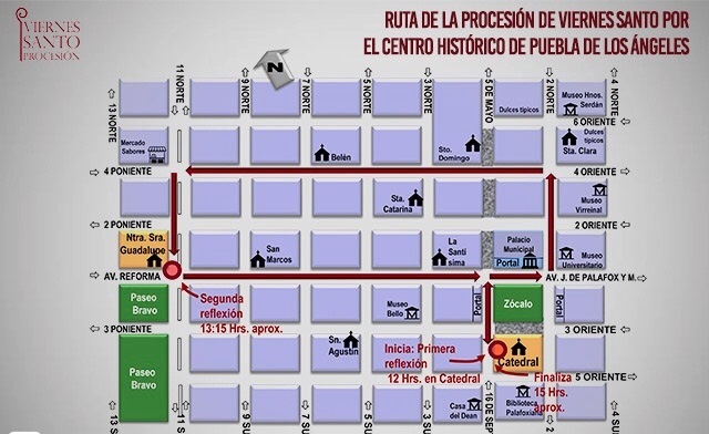 Conoce el recorrido de la Procesión de Viernes Santo