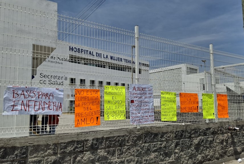 Enfermeras del Hospital de la Mujer y General de Tehuacán exigen basificación