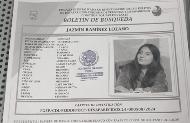 Jazmín de 17 años desapareció en San Ramón Castillotla