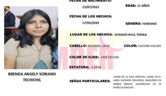 Brenda de 11 años desapareció en Huaquechula; activan Alerta Amber