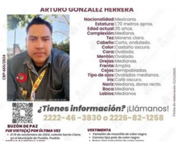 Arturo de 32 años desapareció en la colonia Santa Clara