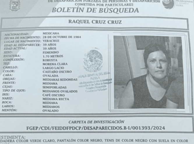 Raquel de 39 años desapareció en la colonia Miguel Hidalgo