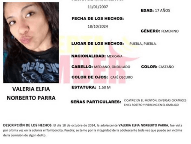 Valeria de 17 años desapareció en la colonia El Tamborcito