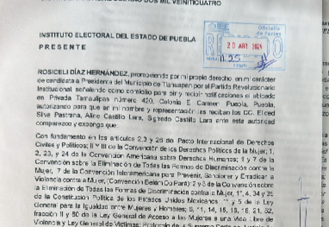 Rosiceli Díaz formaliza denuncia por violencia de género en su contra