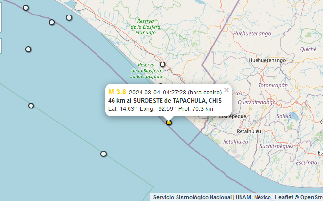 Chiapas registra dos sismos de madrugada