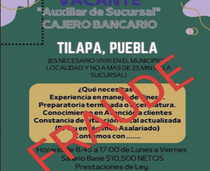 Alertan de falsa oferta de trabajo en Tilapa