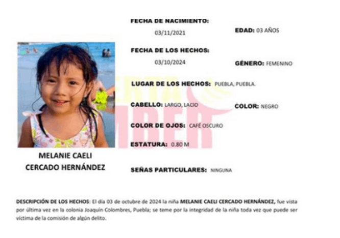 Melanie de 3 años desapareció en la colonia Joaquín Colombres