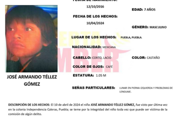 José Armando de 7 años desapreció en la colonia Independencia Caleras