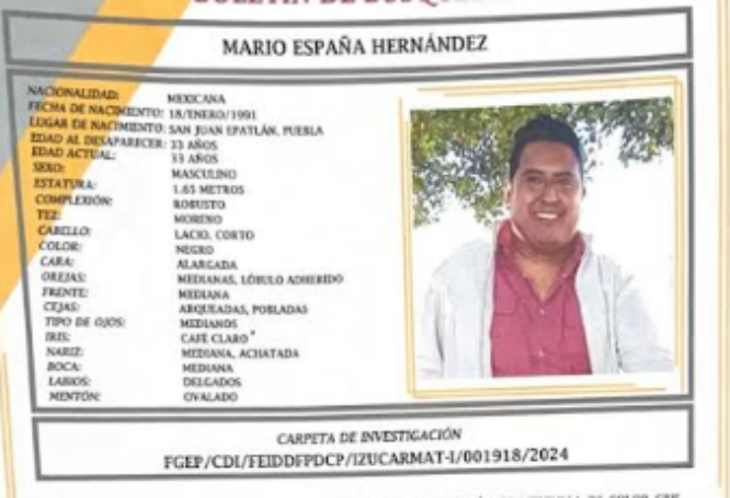 Desaparece masculino entre los municipios de Epatlán e Izúcar