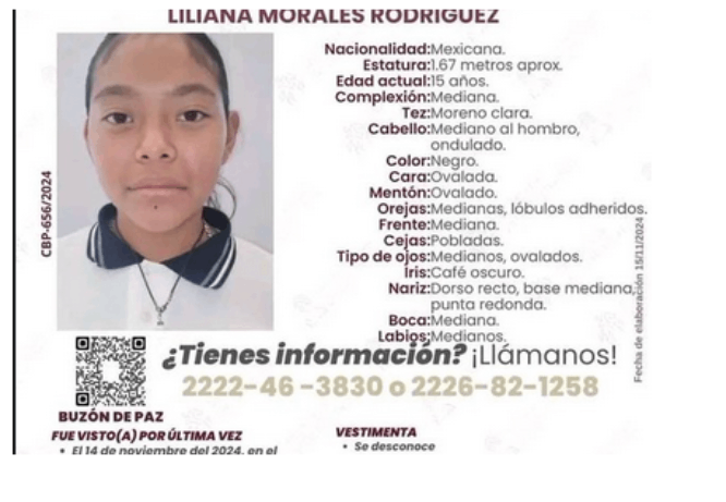 Liliana de 15 años desapareció en Puebla capital