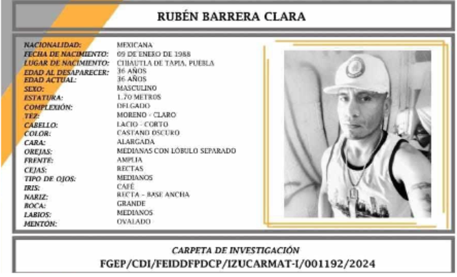 Buscan a Rubén de 36 años que desapareció en Chiautla