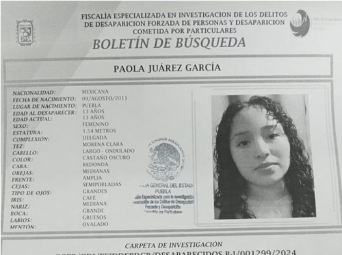 Paola de 13 años se extravió en San Pedro Zacachimalpa