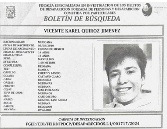 Vicente de 14 años desapareció en el centro de Puebla capital