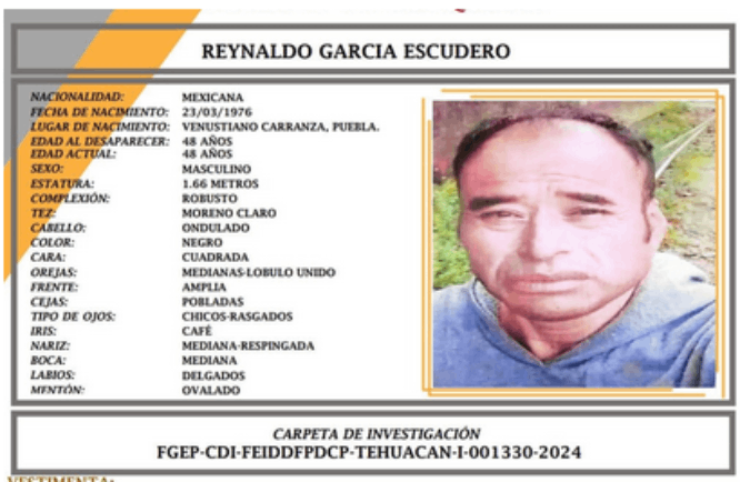 Reynaldo de 48 años desapareció en la CAPU