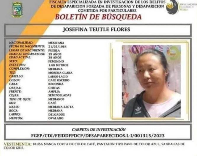 Se cumple casi un mes de la desaparición de Josefina en Atlixco