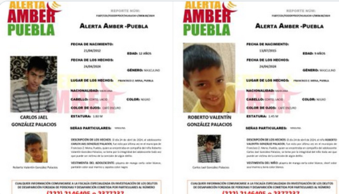 Activan Alerta Amber por Roberto y Carlos; desaparecieron en Francisco Z. Mena