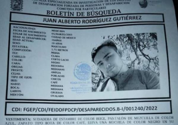 Juan Alberto de 19 años desapareció en la colonia Santa María