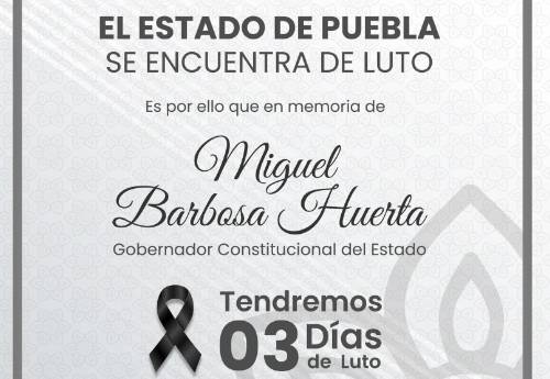 Ayuntamiento de Atlixco se sumó a tres días de luto por muerte de Miguel Barbosa