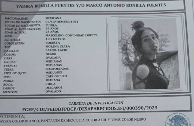 Yadira Bonilla de 26 años desapareció en Teotlalcingo