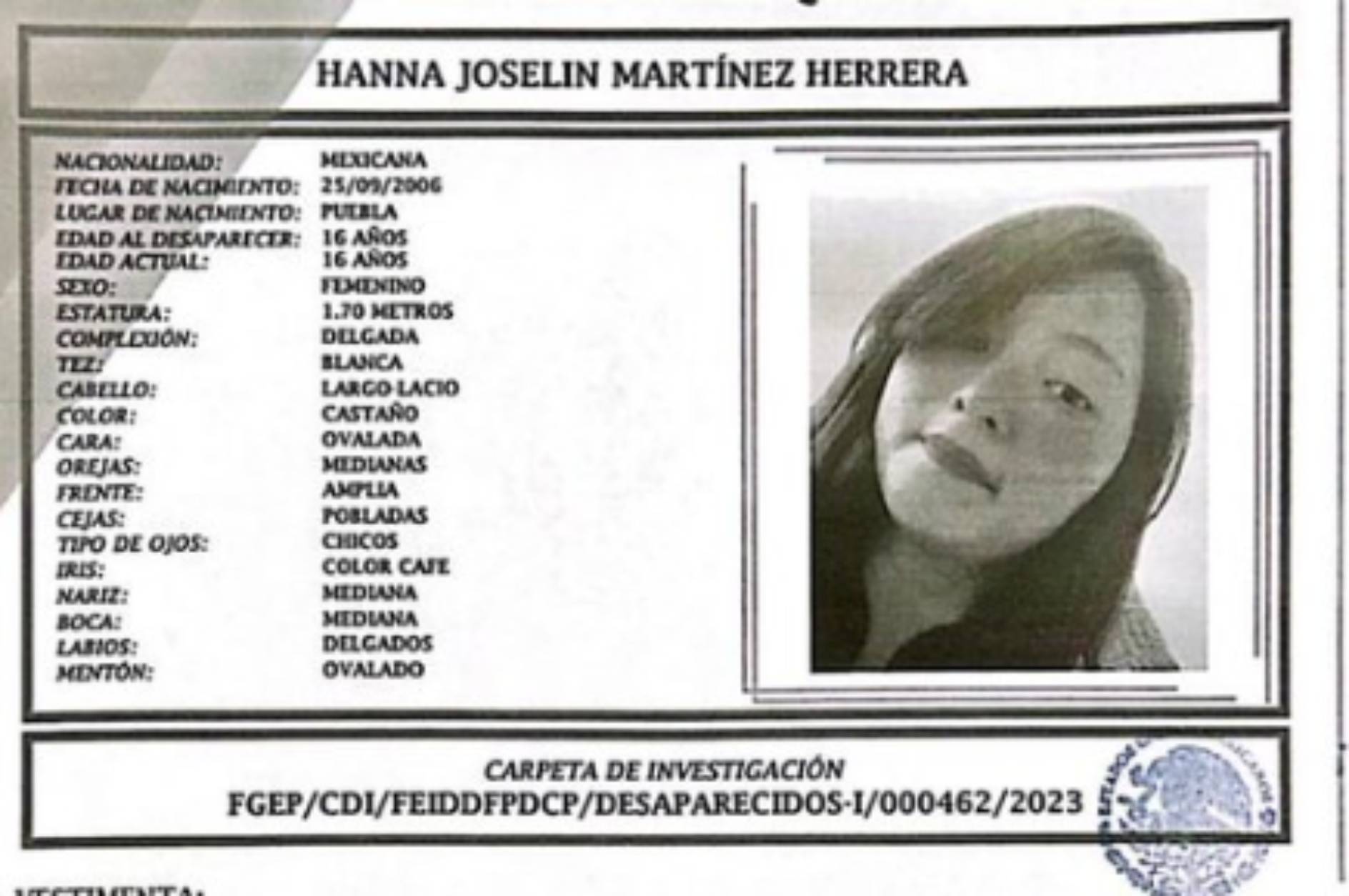 Hanna desapareció en la colonia Benito Juárez