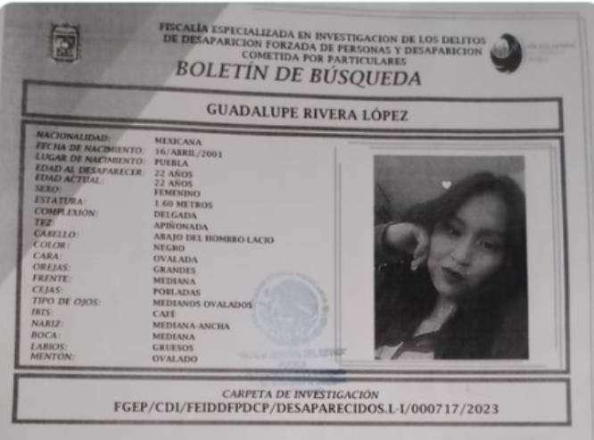 Guadalupe de 22 años desapareció en el mercado Hidalgo en Puebla