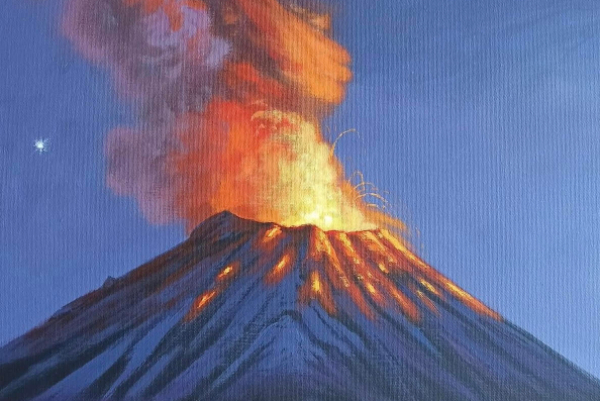 Muralista atlixquense montará exposición sobre el Popocatépetl 