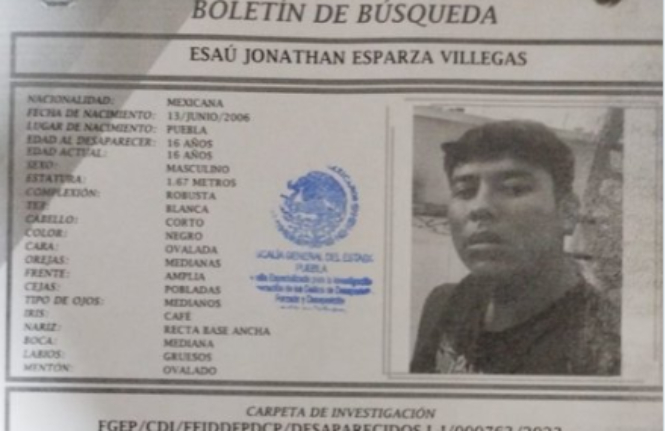 Esaú de 16 años desapareció en San Ramón