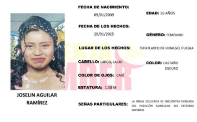 Activan Alerta Amber para localizar a Joselin: desapareció en Tepatlaxco