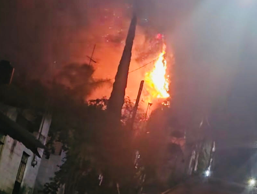 Rayo provoca incendio en árbol de San Agustín Ixtahuixtla, Atlixco