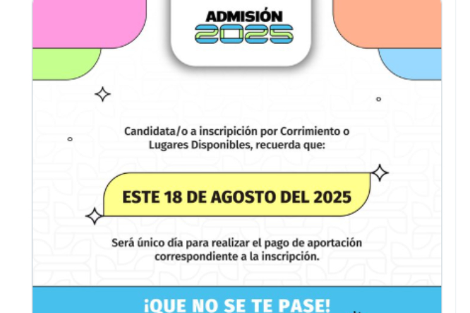 BUAP recuerda a aspirantes por corrimiento que el pago vence este 18 de agosto