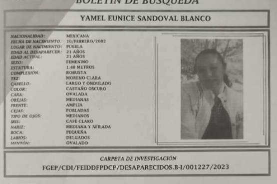 Yamel desapareció en la colonia La María en Puebla