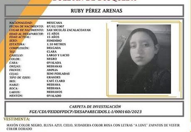 La quinceañera Ruby desapareció en Chiautzingo