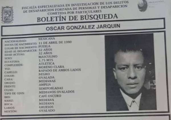 Óscar de 32 años desapareció en la ciudad de Puebla
