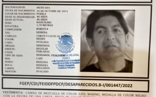 Jaime de 48 años se extravió desde el 20 de diciembre en Amozoc