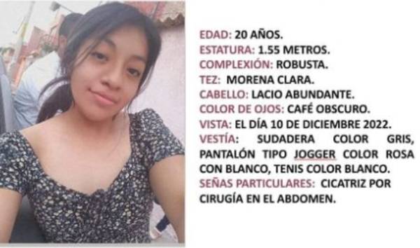 Desaparece Mariana de 20 años en Tehuacán