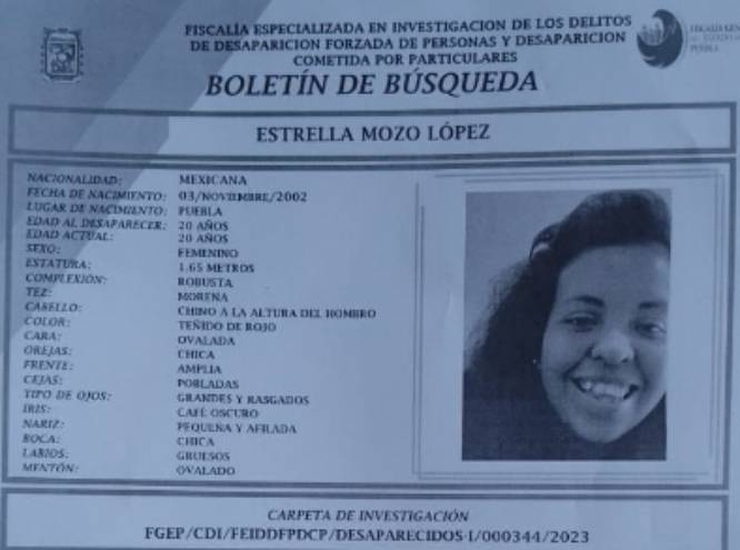 Estrella de 20 años desapareció en la colonia El Tamborcito de la ciudad de Puebla