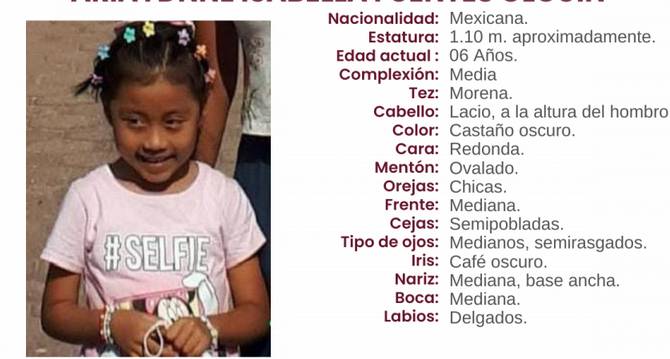 Ariaydnne de 6 años se extravío en Tehuacán