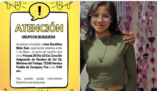 Convocan a marcha en Puebla capital este 1 de mayo para localizar a Inés
