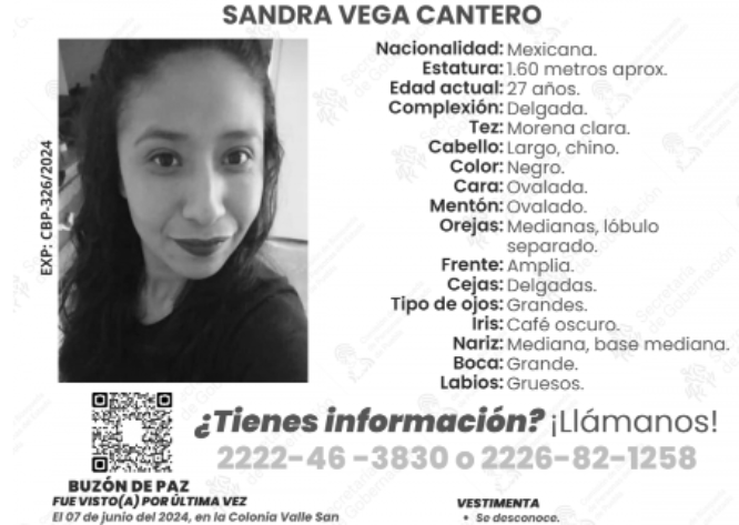 Sandra de 27 años desapareció en calles de Atlixco